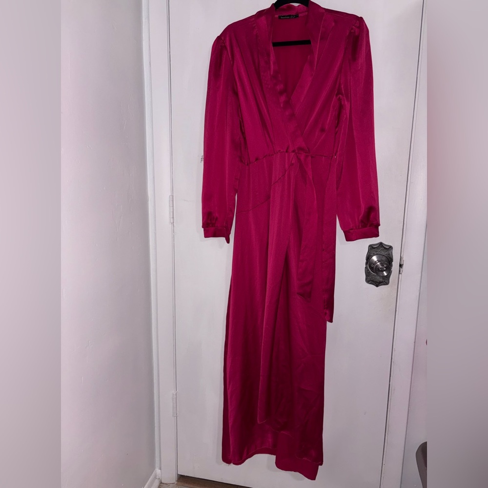 Boohoo Vibrant Pink Long Sleeve Dress